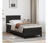 Lit À Ressort Vidaxl Avec Matelas Noir 90x200 Cm En Simili Cuir, Tête De Lit Design Simple Noire 90 Cm En Simili Cuir Noir