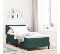 Lit à ressort vidaXL avec matelas Vert foncé 90x190 cm Velours 3341447 G