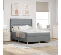 Lit à Ressorts avec Bandes LED Gris Clair 140 x 190 cm Tissu, Cadre de lit Robuste en Bois d'ingénierie, Matelas mi-Ferme pour Chambre Moderne, éclairage Multicolore USB