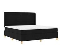 Lit à Ressorts avec Bandes LED Noir 180 x 200 cm Tissu, Cadre en Bois d'ingénierie, Matelas mi-Ferme, tête de lit réglable, idéal Chambre Moderne, Support Robuste et Confortable