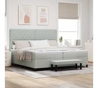 Vidaxl Lit À Ressort Avec Matelas Et Banc Gris Clair 200x200 Cm Velours Gris