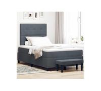 Lit à Ressorts avec Matelas & Banc Gris Foncé 120x200 cm Velours 3344505