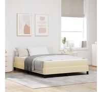 Lit à Ressorts avec Matelas, Cadre de Lit Plateforme Tissu Crème 140x200 cm, Lit Double Cama, Bois d'Ingénierie, Soutien Ergonomique Design Moderne Chambre Adulte