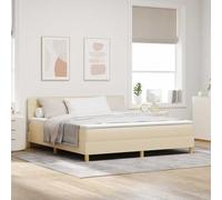 Lit à Ressorts avec Matelas Crème, 180x200 cm, Tissu Durable, Cadre en Bois d'Ingénierie, Tête de Lit Réglable, Confort Supérieur pour Chambre Moderne