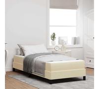 Lit à Ressorts avec Matelas Crème 90 x 200 cm, Tissu Respirant, Cadre de lit Plateforme Moderne, mobilier Chambre à Coucher, Couchage Simple Durable pour Sommeil réparateur