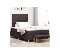 vidaXL lit à ressorts avec matelas et banc en brun foncé 120x190 cm tissu