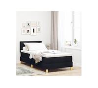 vidaXL Lit à Ressorts avec Matelas et LED Noir 100x200 cm Style Moderne pour Adulte en Tissu Respirant Cadre en Bois Solide Meuble Simple