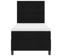 Lit à Ressorts avec Matelas et LED, Noir 90x200 cm, Cadre en Bois d'Ingénierie, Tête de Lit Ajustable en Tissu, Moderne, pour Chambre