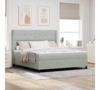 Lit à Ressorts avec Matelas Gris Clair 180 x 200 cm en Velours, Cadre de lit Robuste en Bois d'ingénierie, têtière réglable, éclairage LED RGB pour Chambre Moderne et Confortable