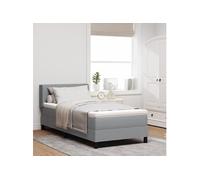Lit à ressorts avec matelas gris clair 90x200 cm en tissu, Tête de lit capitonnée vidaXL gris clair 90 cm en tissu 3341083