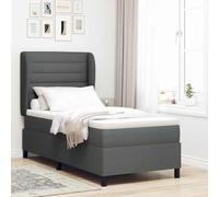 Lit à Ressorts avec Matelas, Gris foncé 80x200 cm, Tissu Confortable, tête de lit réglable, Cadre Solide pour Chambre Moderne, Ensemble Complet