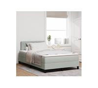 Vidaxl Lit À Ressorts Avec Matelas & Lumière Led Gris Clair 120x190 Cm En Velours