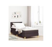 vidaXL Lit à Ressorts avec Matelas Marron Foncé 90x190 cm Tissu 3338961 Marron G