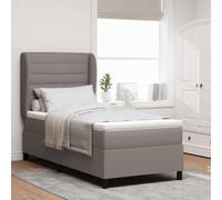 Lit à Ressorts avec Matelas Taupe 100x200 cm, Tissu Confortable, tête de lit réglable, Cadre Solide, pour Chambre Moderne, Ensemble Complet