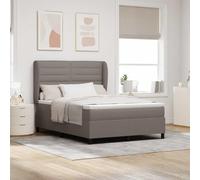 Lit à Ressorts avec Matelas Taupe 140 x 190 cm en Tissu, Cadre de lit Robuste, tête de lit réglable avec Oreilles, Ensemble Complet pour Chambre Moderne Confortable