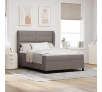 Lit à Ressorts avec Matelas Taupe 140x190 cm, Cadre en Tissu élégant, tête de lit réglable, Ensemble Complet pour Chambre Moderne et Confort Optimal