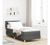 vidaXL Lit à ressorts avec matelas gris foncé 80x200 cm en tissu, vidaXL Tête de lit design blocs de diamant gris foncé 80 cm en tissu
