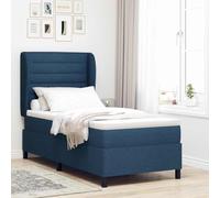Lit à Ressorts Bleu avec Matelas, Cadre en Tissu 90 x 200 cm, tête de lit réglable, Ensemble Complet pour Chambre Moderne, Confort et Style Durable