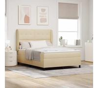 Lit à Ressorts crème avec Matelas 160 x 200 cm en Tissu, Cadre de lit Solide, tête de lit Ajustable, Ensemble Complet pour Chambre Moderne Confortable et élégant