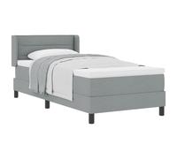 Lit À Ressorts Gris Clair Vidaxl Avec Matelas 90x190 Cm En Tissu, Tête De Lit Vidaxl Design À Lignes Gris Clair 90 Cm En Tissu