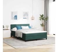 Lit à Ressorts LED Vert Foncé, Velours Luxe, 140x190 cm, Tête de Lit Ajustable, Matelas Inclus, Éclairage RGB Ambiant pour Chambre Moderne