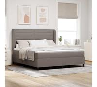 Lit à Ressorts Taupe avec Matelas 180x200cm, Cadre en Tissu élégant, tête de lit réglable pour Un Confort Optimal, Ensemble Complet pour Chambre Moderne et reposante