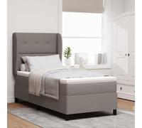 Lit à Ressorts Taupe avec Matelas Intégré 90x200 cm, Tissu Confortable, Tête de Lit Réglable, Cadre Solide pour Chambre Moderne, Ensemble Complet