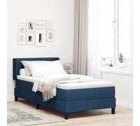 Lit À Ressorts Vidaxl Avec Matelas Bleu 90x200 Cm Tissu, Tête De Lit Tuftée Par Boutons Bleue 90 Cm Tissu
