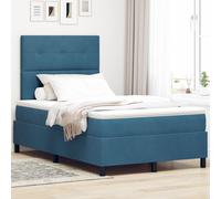 lit à ressorts vidaXL avec matelas bleu foncé 120x200 cm en velours