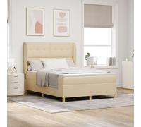 Lit à ressorts vidaXL avec matelas Crème 140x190 cm en tissu