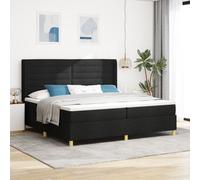 Lit à ressorts vidaXL avec matelas et LED Noir 200x200 cm Tissu