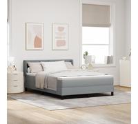 Lit à ressorts vidaXL avec matelas gris clair 160x200 cm en tissu, Tête de lit à motif blocs de diamant gris clair 160 cm en tissu