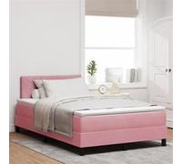 Lit à ressorts vidaXL avec matelas rose 120x200 cm en velours 3339235 G