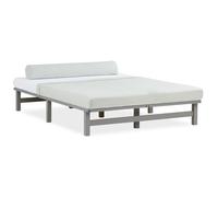 Homestyle4u Lit palette 140 x 200 cm gris – bois massif, sommier à lattes