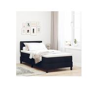 lit à sommier box avec matelas et LED noir 90x190 cm tissu 3342095