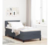Lit à sommier box avec matelas Gris foncé 90x200 cm Velours 3339081