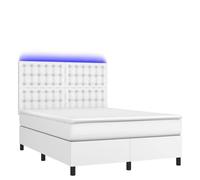 Lit à sommier tapissier 140 x 200 cm avec éclairage et matelas en cuir synthétique - Système de couchage moderne pour la chambre à coucher, confort et style
