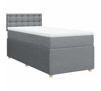Lit à sommier tapissier, 90 x 200 cm, avec matelas en gris clair, lit en tissu moderne, pour chambre à coucher, durable et confortable, idéal pour les petits espaces