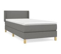Lit à sommier tapissier avec matelas, 100 x 200 cm, en tissu gris foncé, moderne, pour petit espace, durable et confortable, design peu encombrant