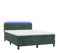 Lit à sommier tapissier avec matelas 140 x 200 cm, éclairage vert foncé et revêtement en velours, point fort moderne de la chambre à coucher pour le repos et le style