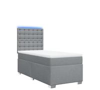 Lit à sommier tapissier avec matelas 90 x 200 cm - Tissu gris clair - Système de sommeil moderne pour un sommeil réparateur - Peu encombrant et durable - Idéal pour la chambre à coucher