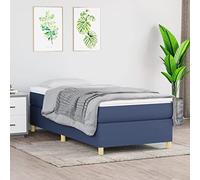 Lit à sommier tapissier, avec matelas, bleu, 90 x 200 cm, housse en tissu respirant, matelas à ressorts ensachés et surmatelas, cadre de lit stable, base fixe, meuble pour un sommeil réparateur
