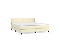 vidaXL Lit à sommier tapissier avec matelas Crème 160x200cm Similicuir Autre