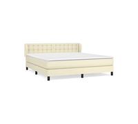 vidaXL Lit à sommier tapissier avec matelas Crème 180x200cm Similicuir