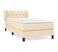 Lit À Sommier Tapissier Avec Matelas Crème 80x200 Cm Tissu