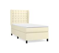 vidaXL Lit à Sommier Tapissier avec Matelas Rembourré Matelas de Lit Adulte Lit Simple Meuble de Chambre à Coucher Crème 90x190 cm Similicuir