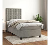Lit à sommier tapissier avec matelas en velours gris clair, lit simple XL, lits et cadres de lit, 120 kg, lit queen size