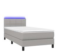 Lit à sommier tapissier avec matelas et 80 x 200 cm en tissu gris clair - Parure de lit moderne pour chambre à coucher avec éclairage, peu encombrant et confortable