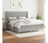 Lit À Sommier Tapissier Avec Matelas Gris Clair 160x200cm Tissu Gris