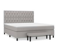 Lit À Sommier Tapissier Avec Matelas Gris Clair 160x200cm Tissu Gris